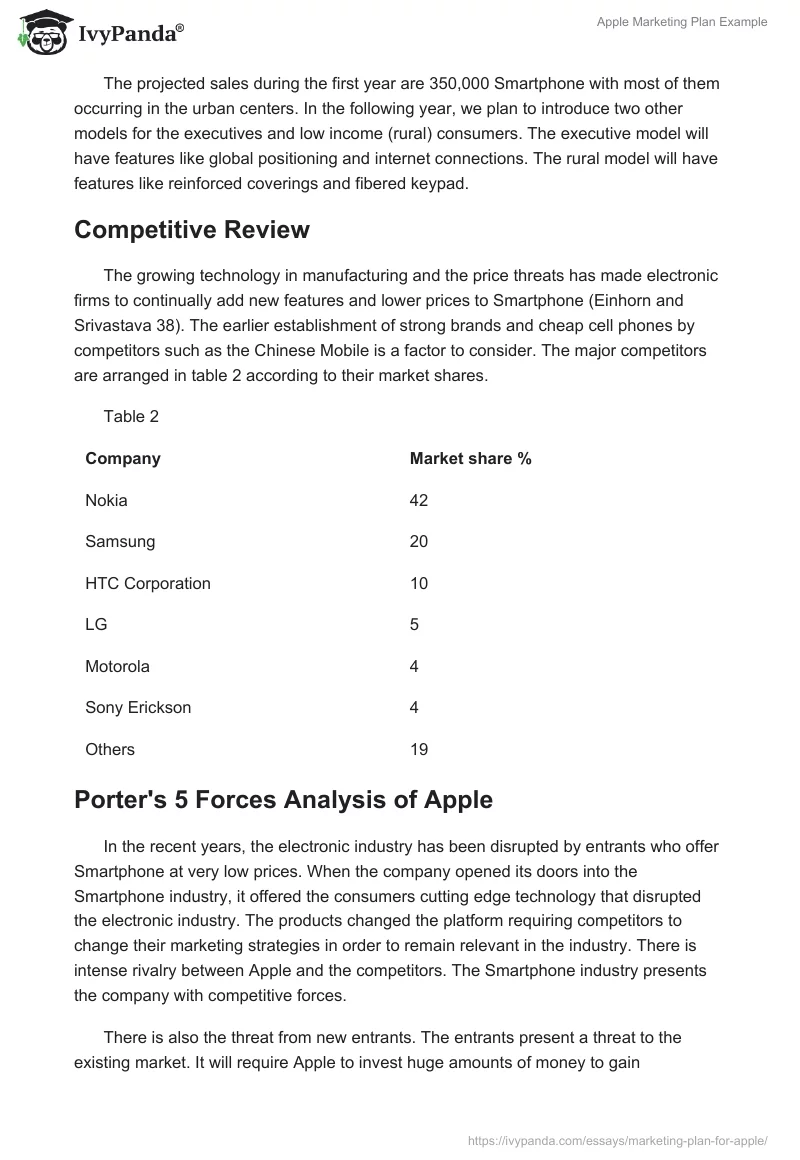 Apple Marketing Plan Example. Page 4