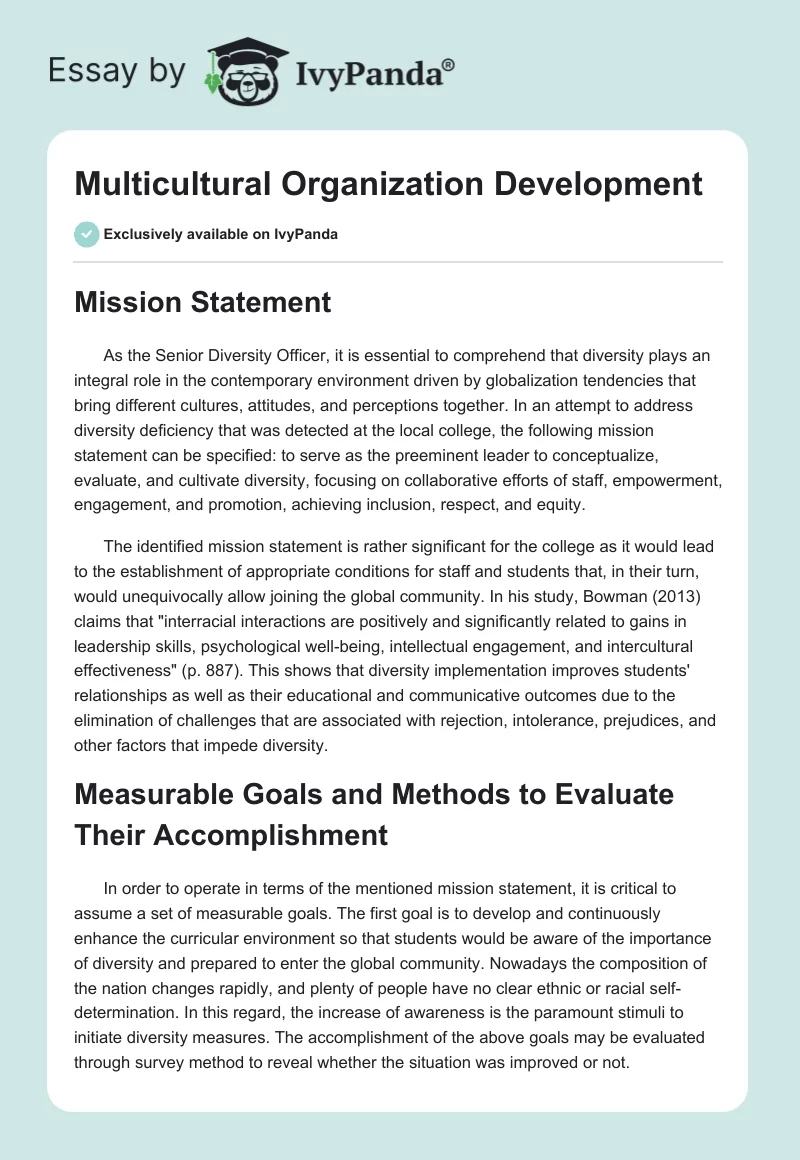 Multicultural Organization Development. Page 1