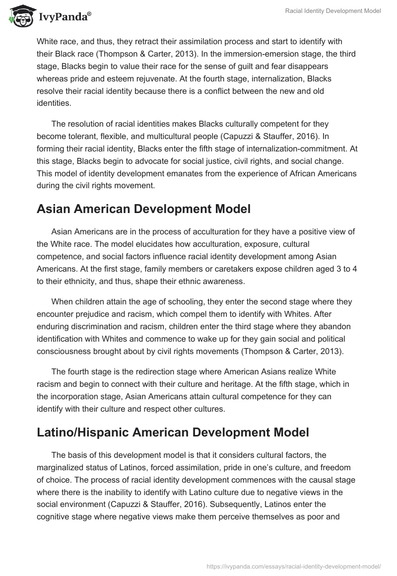 Racial Identity Development Model. Page 2