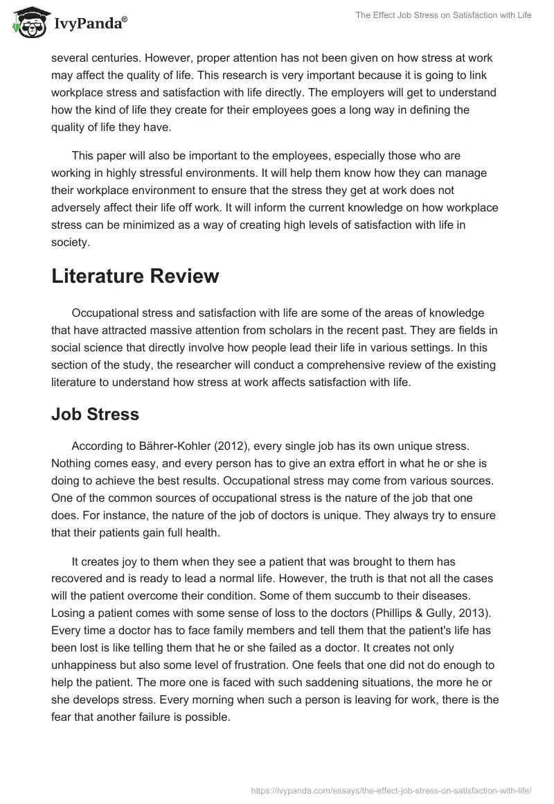 The Effect Job Stress on Satisfaction with Life. Page 3