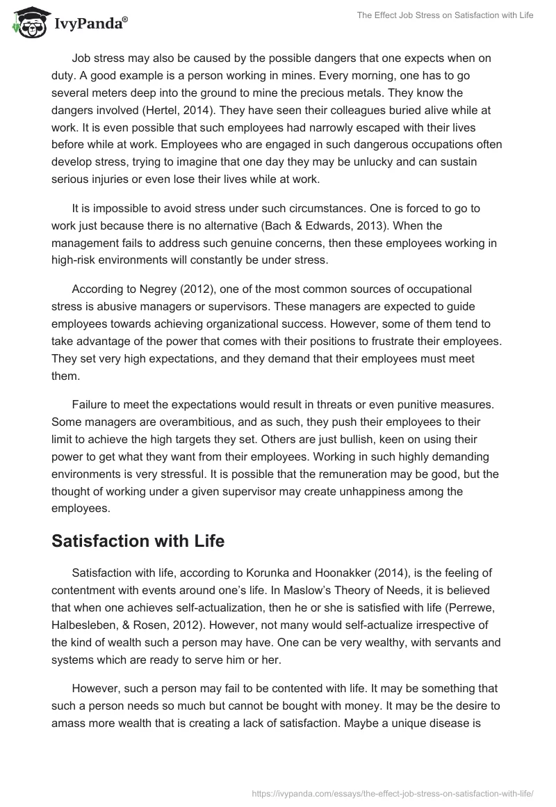 The Effect Job Stress on Satisfaction with Life. Page 4