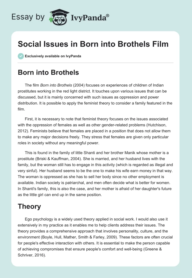 Social Issues in "Born into Brothels" Film. Page 1