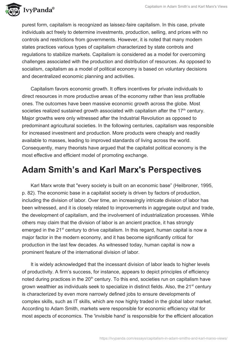 Capitalism in Adam Smith’s and Karl Marx's Views. Page 2