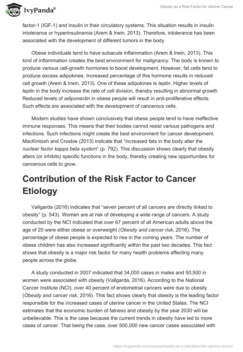 Obesity as a Risk Factor for Uterine Cancer. Page 2