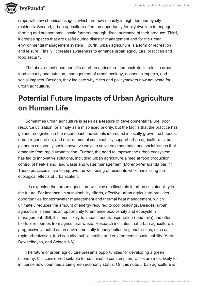 Urban Agricultural Impact on Human Life. Page 2