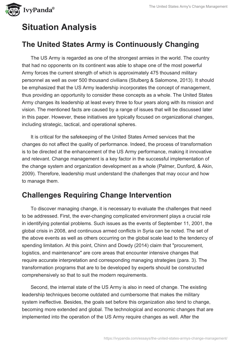 The United States Army's Change Management. Page 2