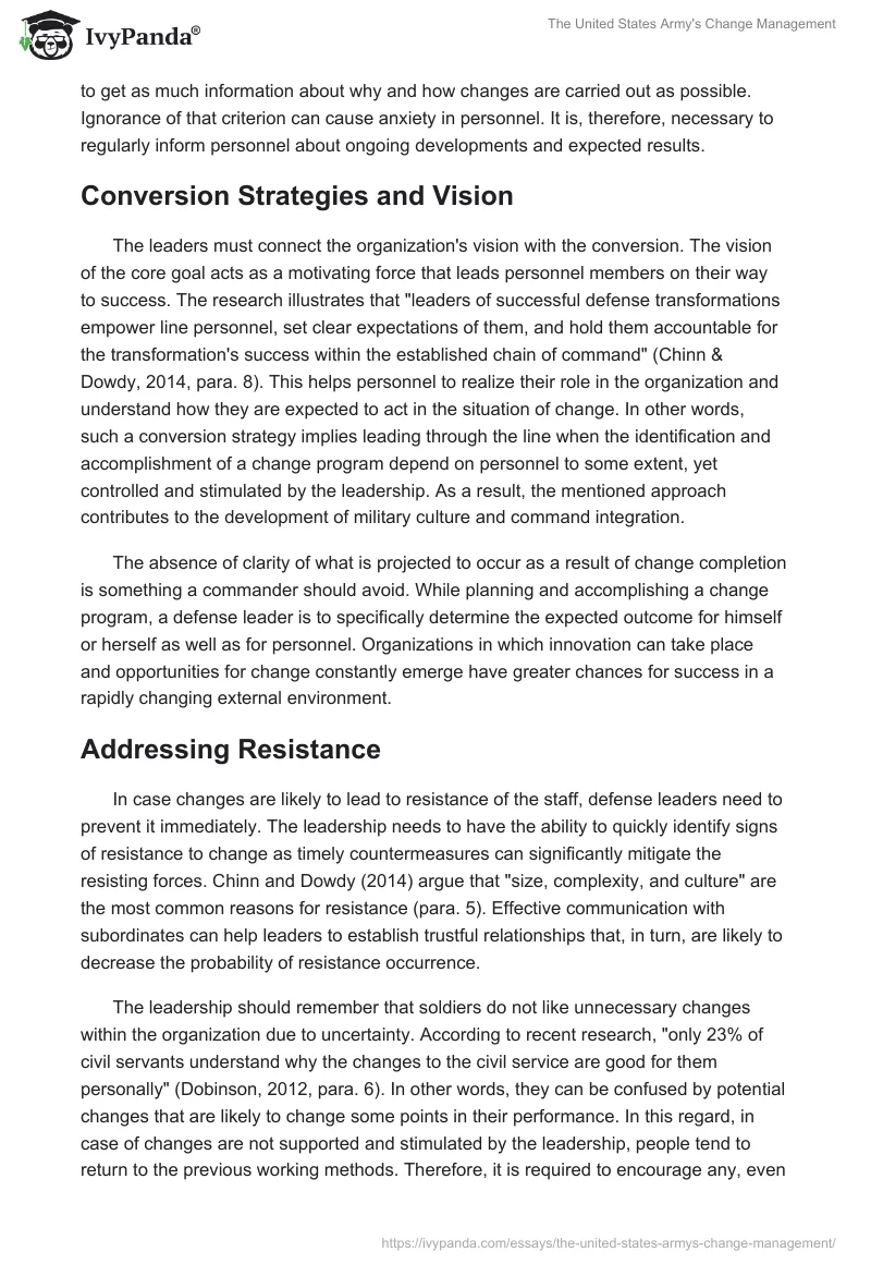 The United States Army's Change Management. Page 4
