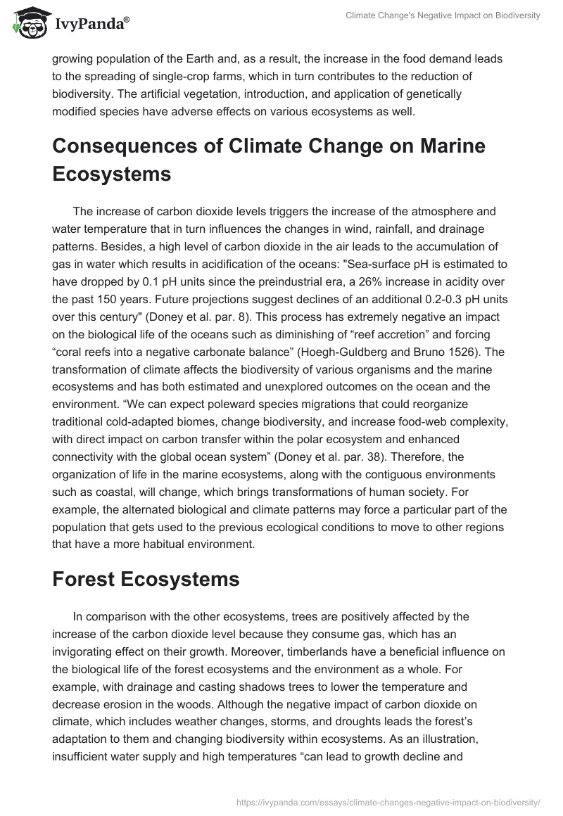 Climate Change's Negative Impact on Biodiversity. Page 2