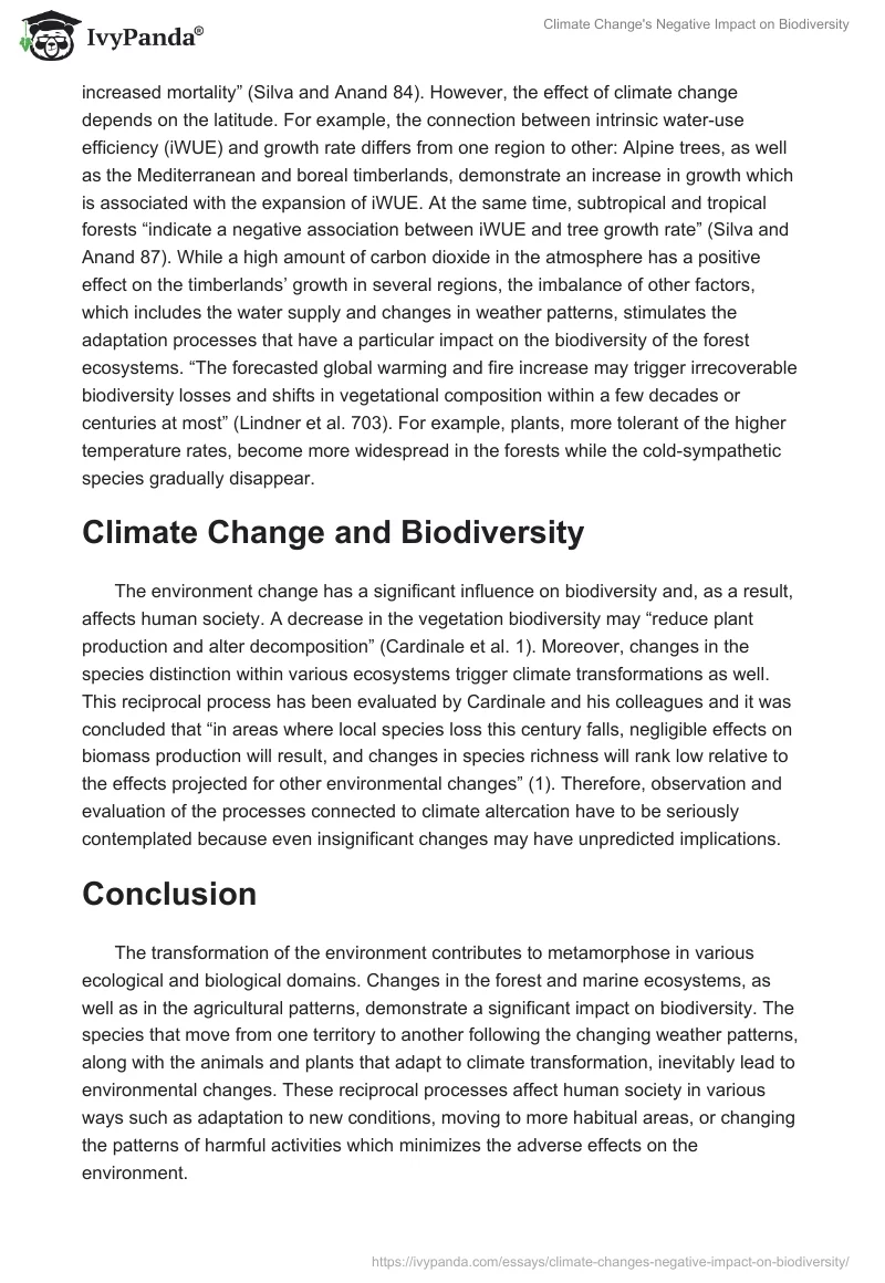 Climate Change's Negative Impact on Biodiversity. Page 3
