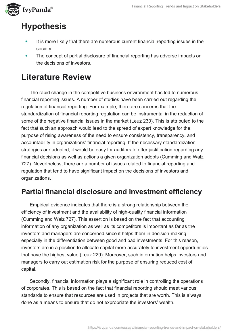 Financial Reporting Trends and Impact on Stakeholders. Page 3