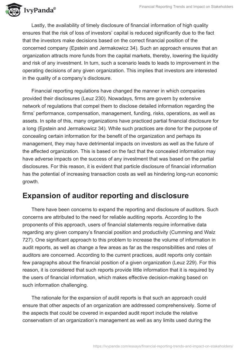 Financial Reporting Trends and Impact on Stakeholders. Page 4