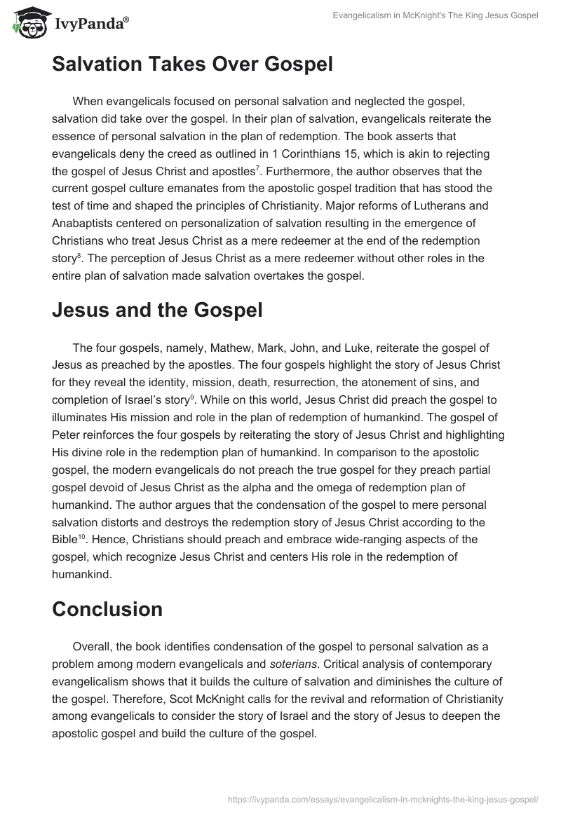 Evangelicalism in McKnight's The King Jesus Gospel. Page 3
