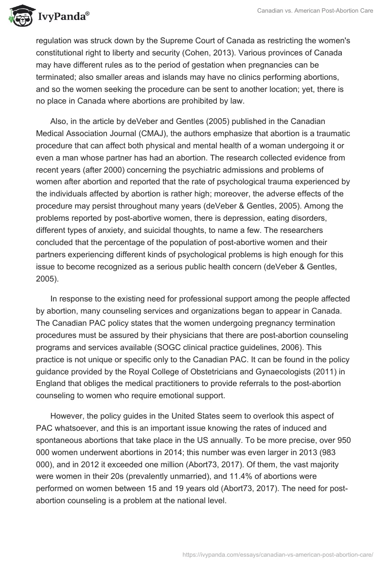 Canadian vs. American Post-Abortion Care. Page 2