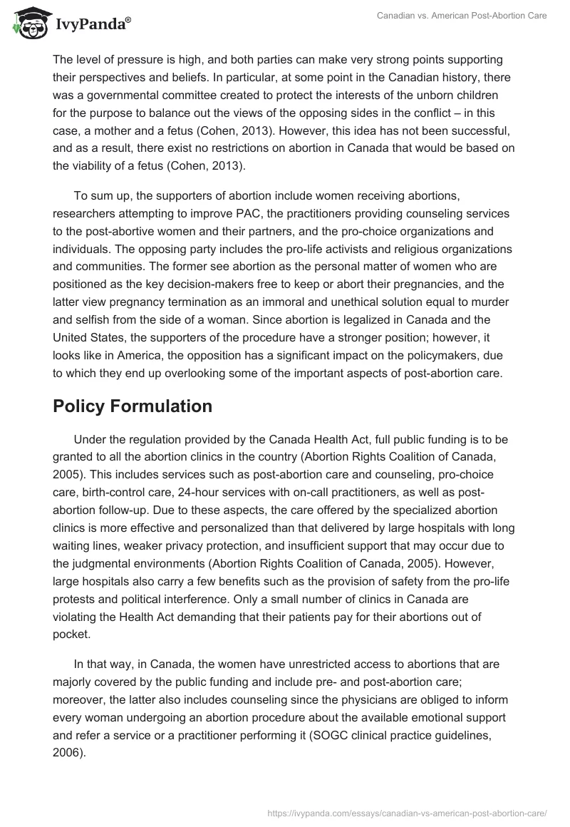 Canadian vs. American Post-Abortion Care. Page 5