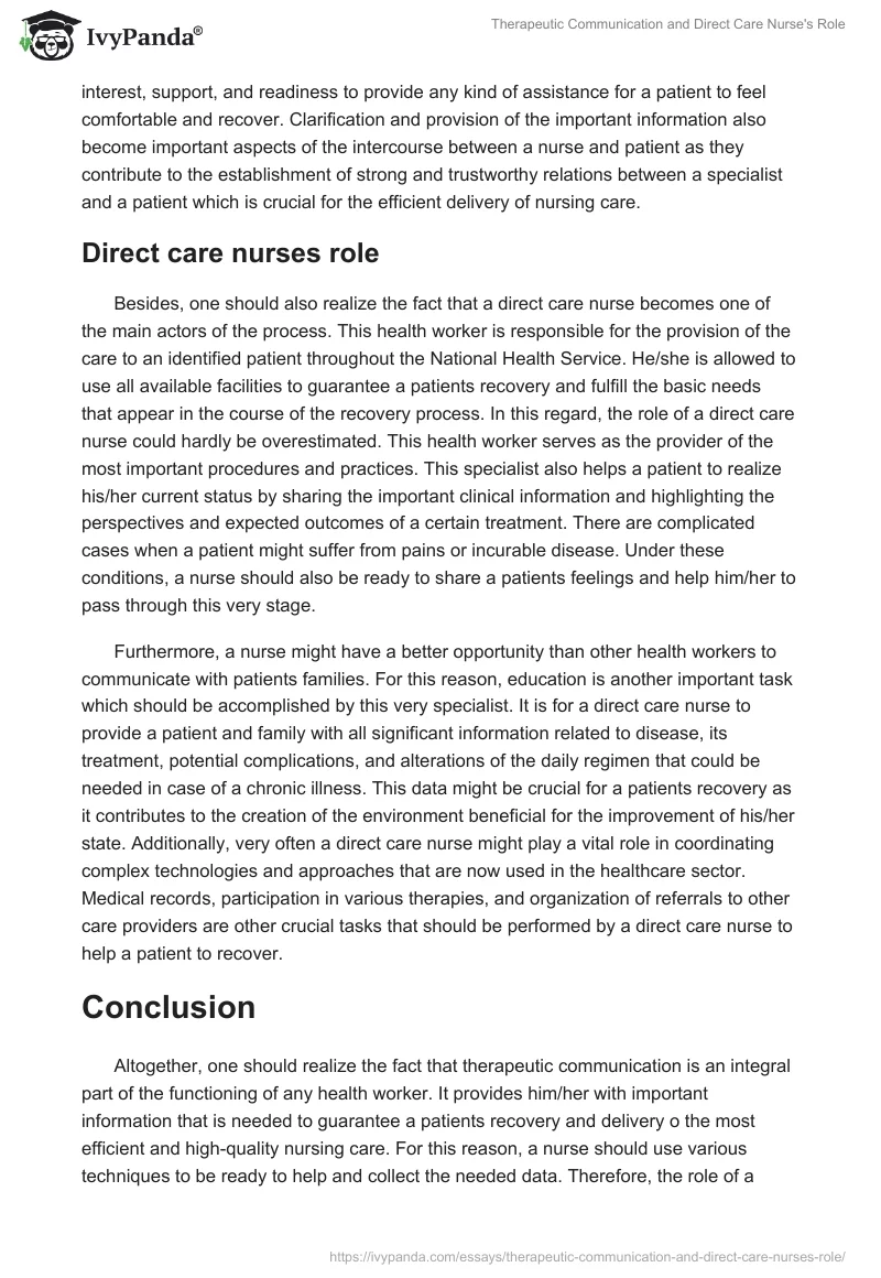 Therapeutic Communication and Direct Care Nurse's Role. Page 3