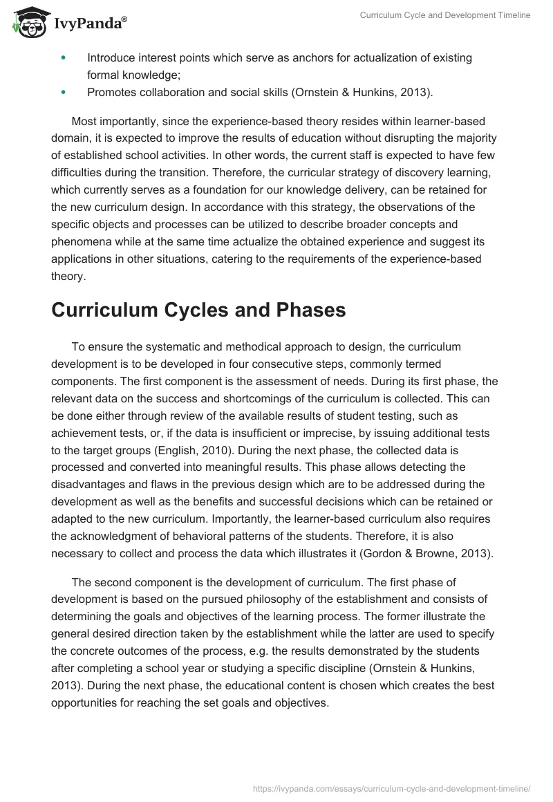Curriculum Cycle and Development Timeline. Page 2