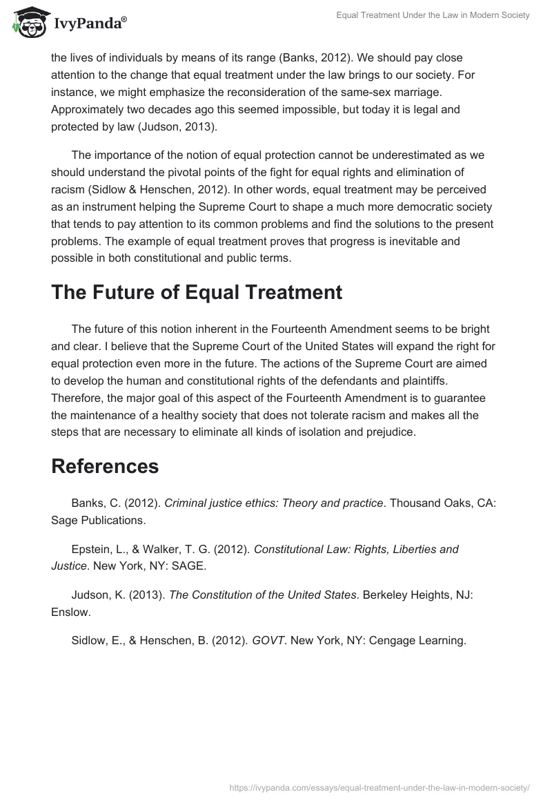 Equal Treatment Under the Law in Modern Society. Page 2