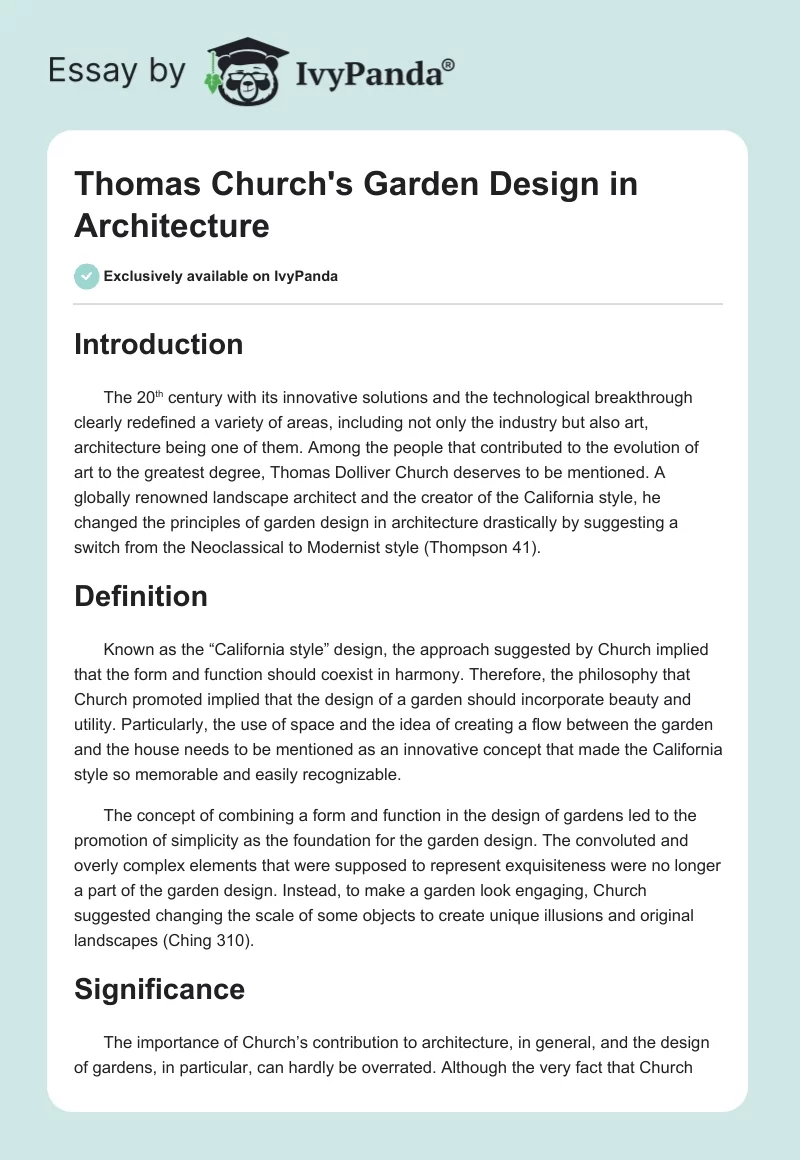 Thomas Church's Garden Design in Architecture. Page 1