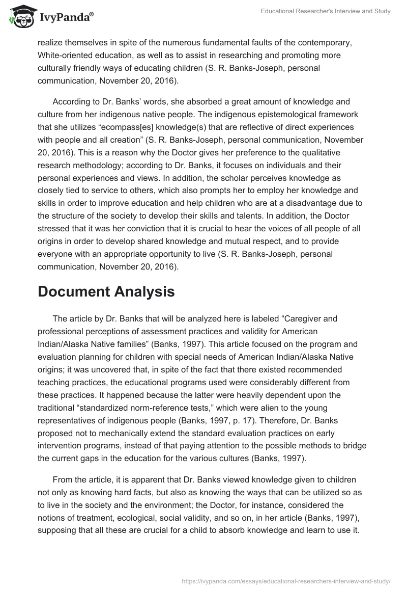 Educational Researcher's Interview and Study. Page 2