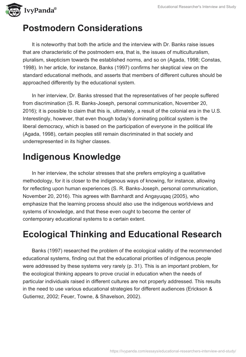 Educational Researcher's Interview and Study. Page 5