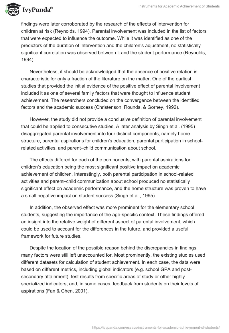 Instruments for Academic Achievement of Students. Page 2