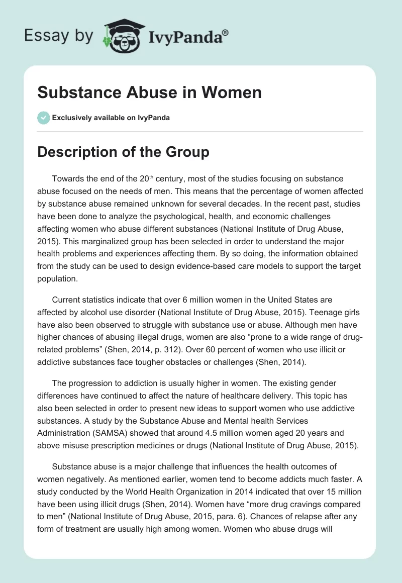 Substance Abuse in Women. Page 1