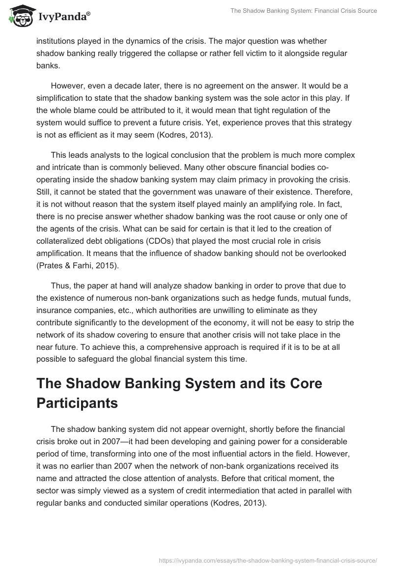 The Shadow Banking System: Financial Crisis Source. Page 2