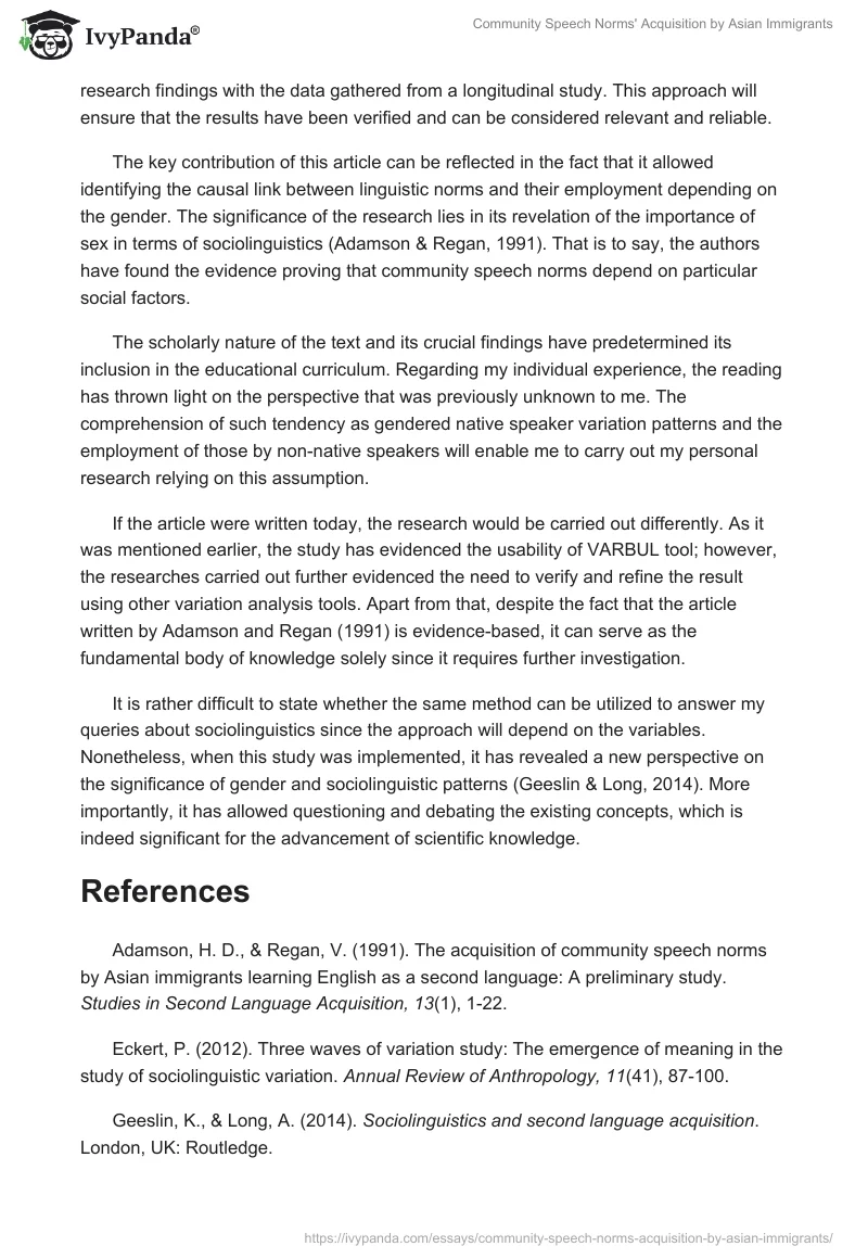 Community Speech Norms' Acquisition by Asian Immigrants. Page 4