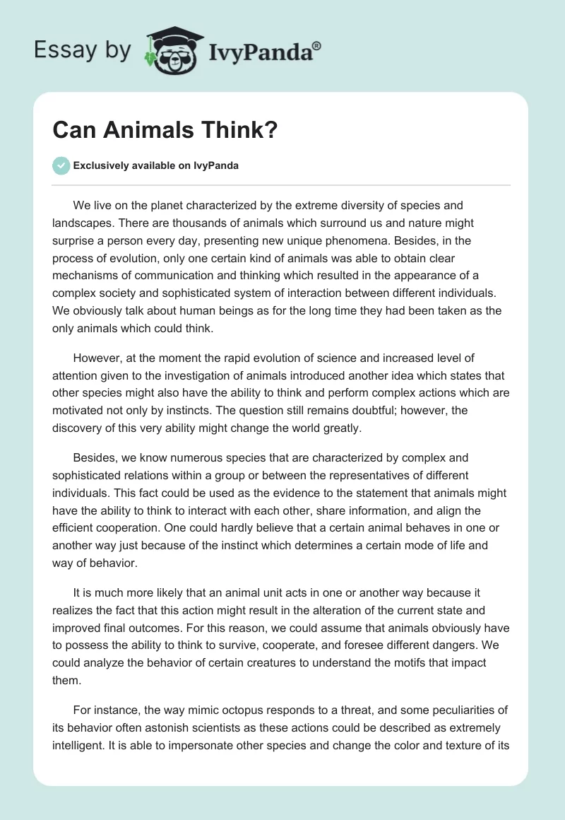 Can Animals Think?. Page 1