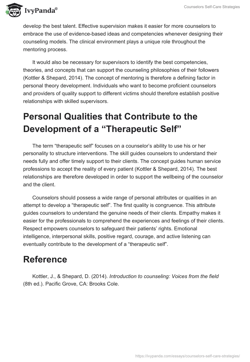 Counselors Self-Care Strategies. Page 2