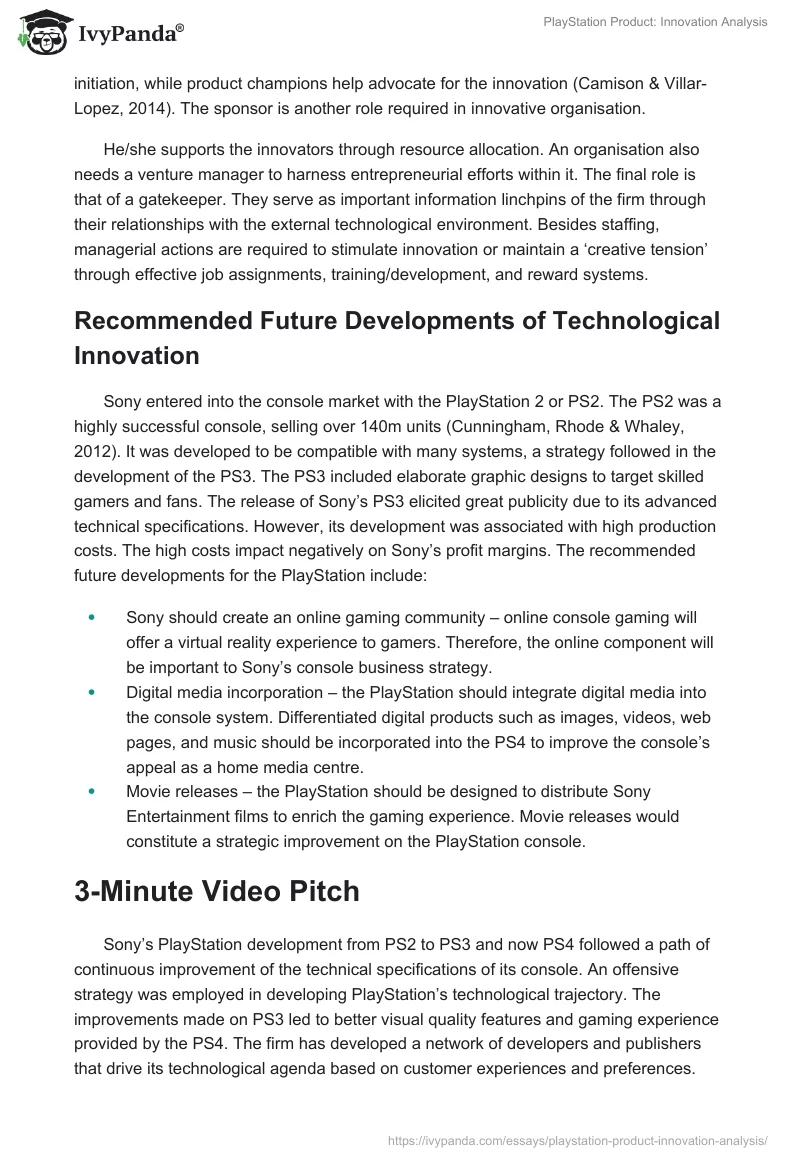 PlayStation Product: Innovation Analysis. Page 5