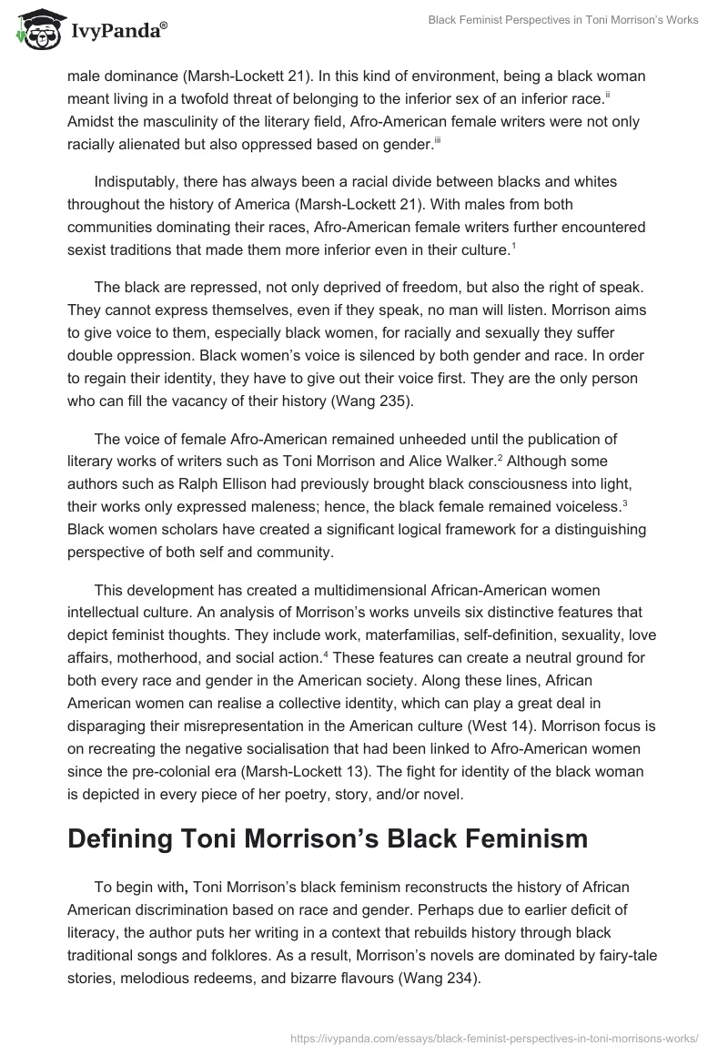 Black Feminist Perspectives in Toni Morrison’s Works. Page 2