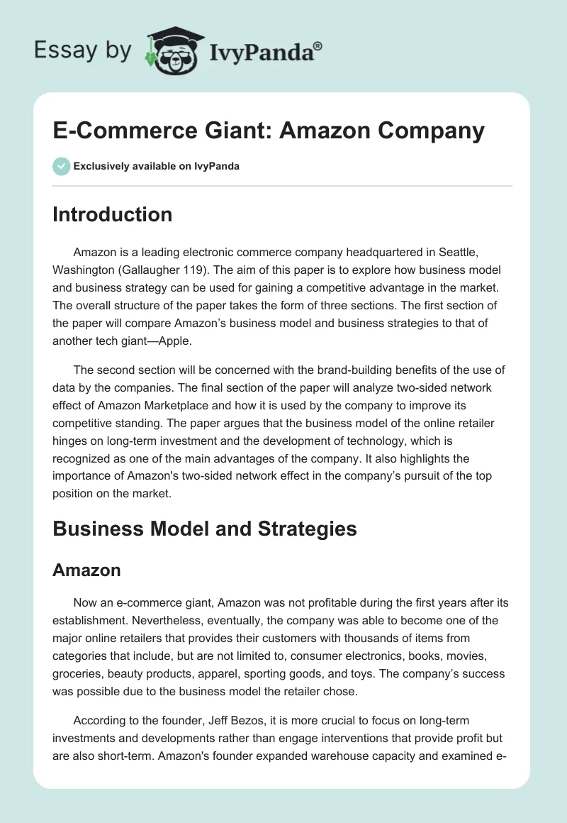E-Commerce Giant: Amazon Company. Page 1