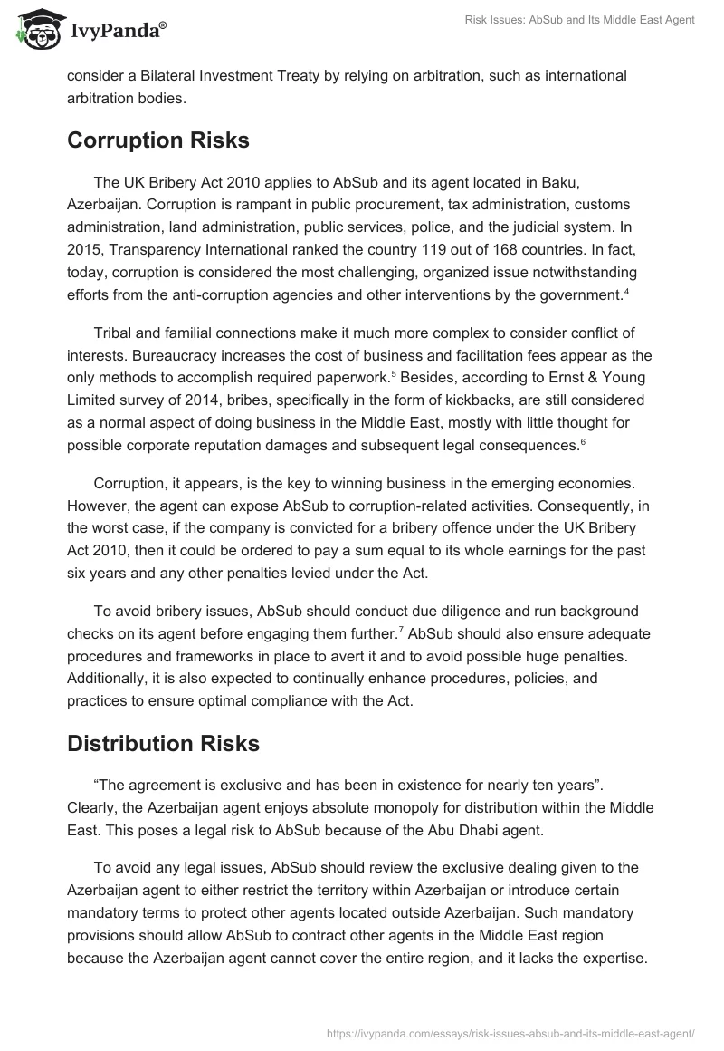 Risk Issues: AbSub and Its "Middle East" Agent. Page 2