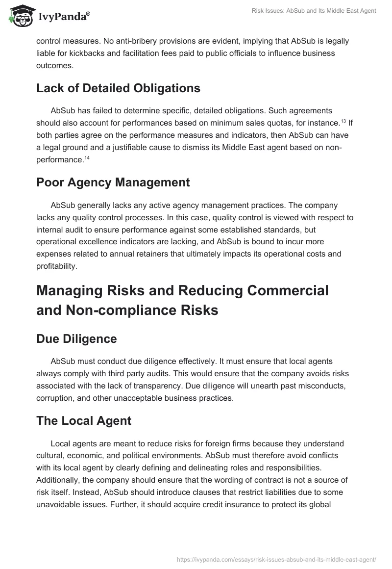 Risk Issues: AbSub and Its "Middle East" Agent. Page 5