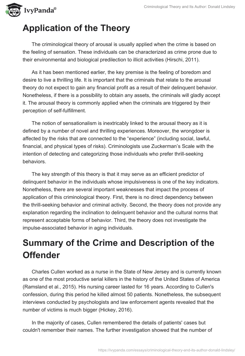 Criminological Theory and Its Author: Donald Lindsley. Page 2