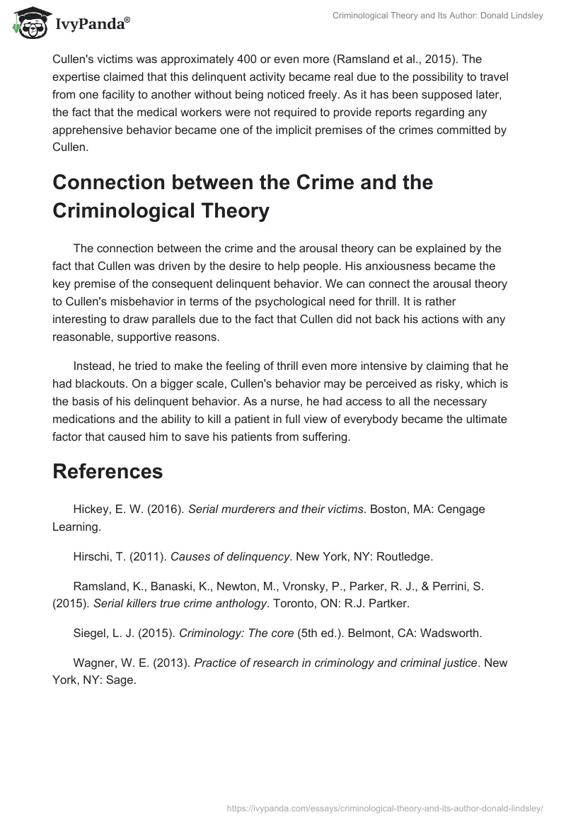Criminological Theory and Its Author: Donald Lindsley. Page 3