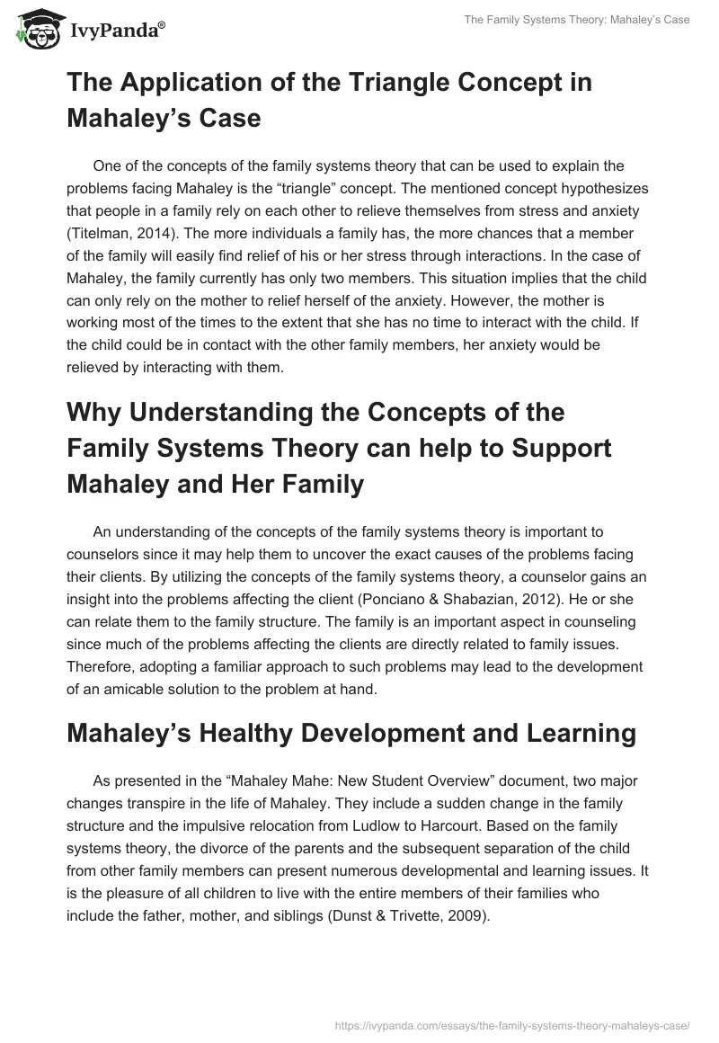 The Family Systems Theory: Mahaley’s Case. Page 3