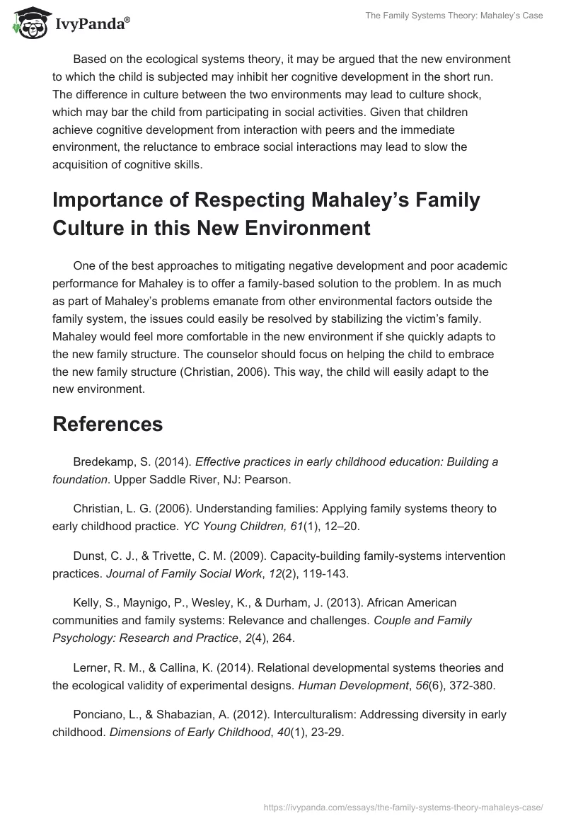 The Family Systems Theory: Mahaley’s Case. Page 4