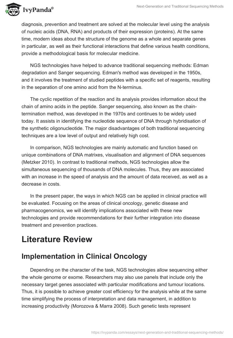 Next-Generation and Traditional Sequencing Methods. Page 2