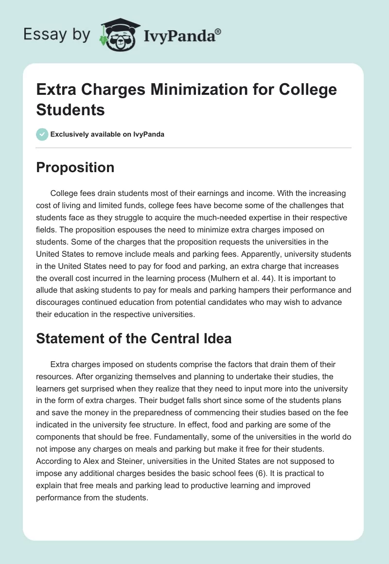 Extra Charges Minimization for College Students. Page 1