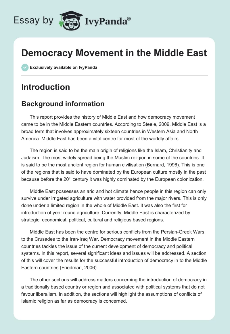 Democracy Movement in the Middle East. Page 1