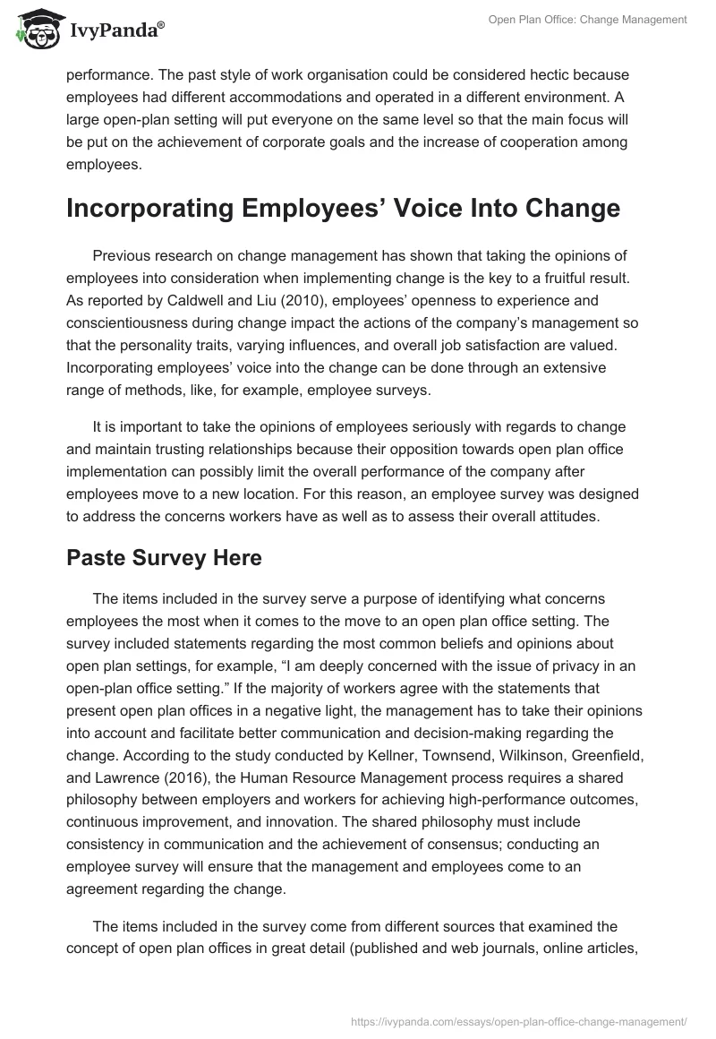 Open Plan Office: Change Management. Page 3