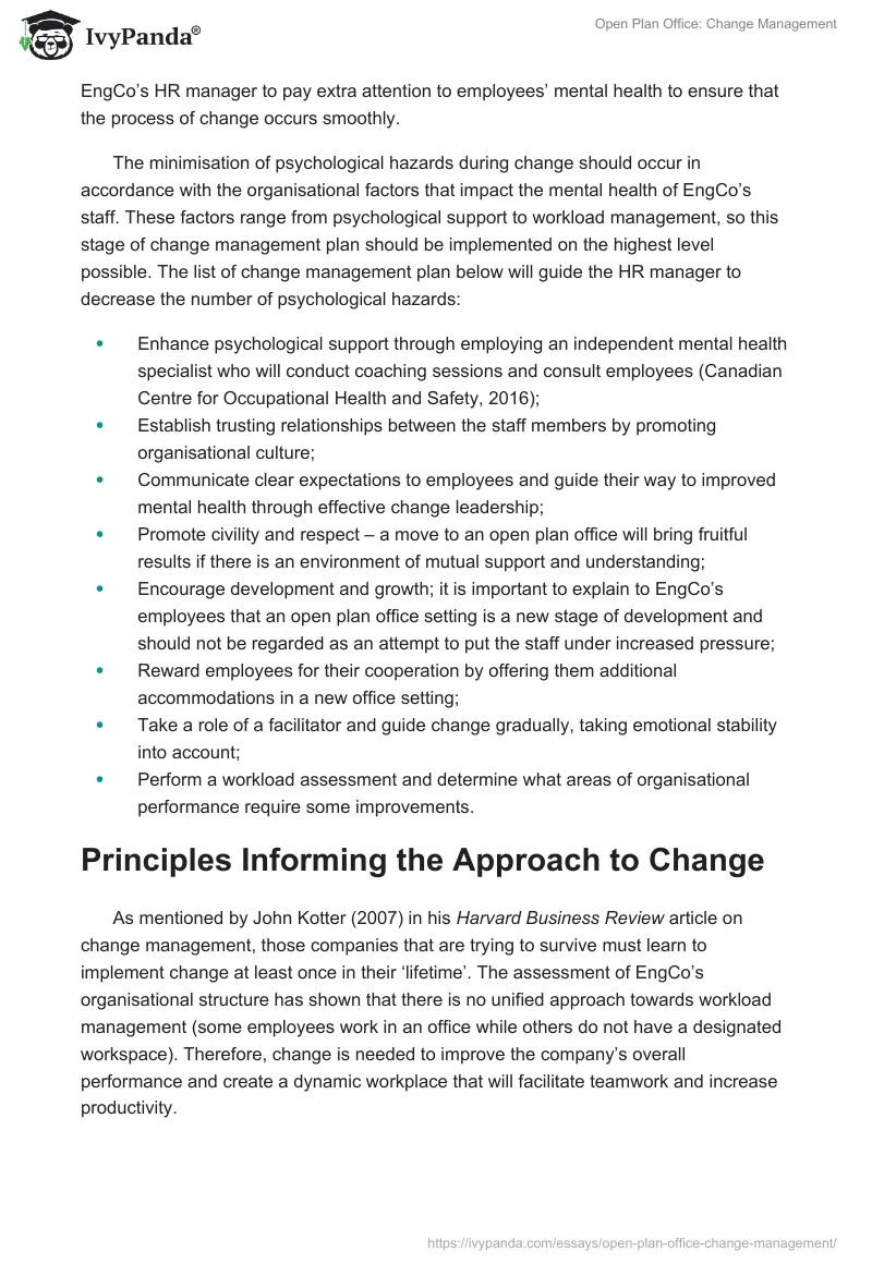 Open Plan Office: Change Management. Page 5