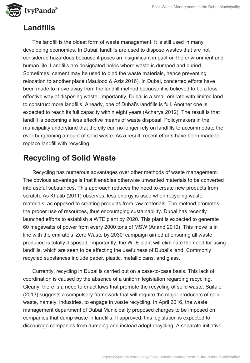 Solid Waste Management in the Dubai Municipality. Page 5