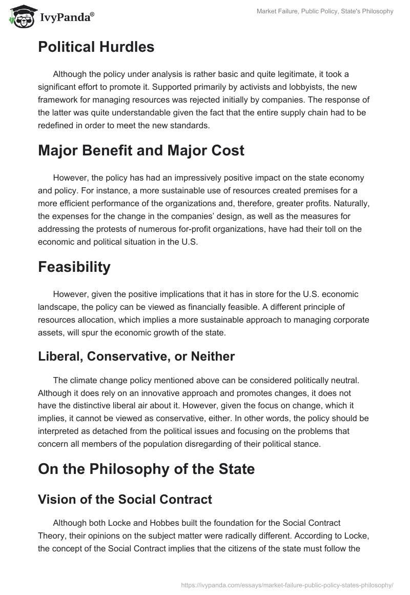 Market Failure, Public Policy, State's Philosophy. Page 3