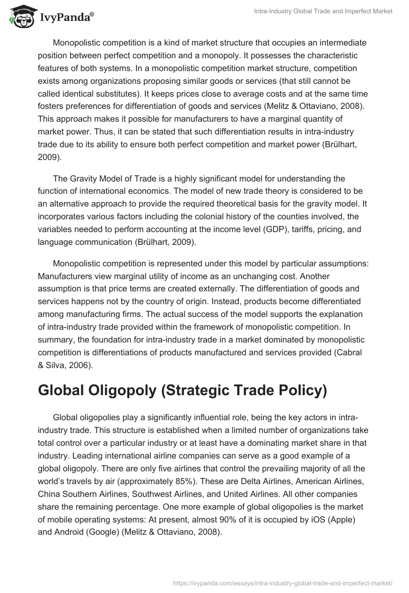 Intra-Industry Global Trade and Imperfect Market. Page 3