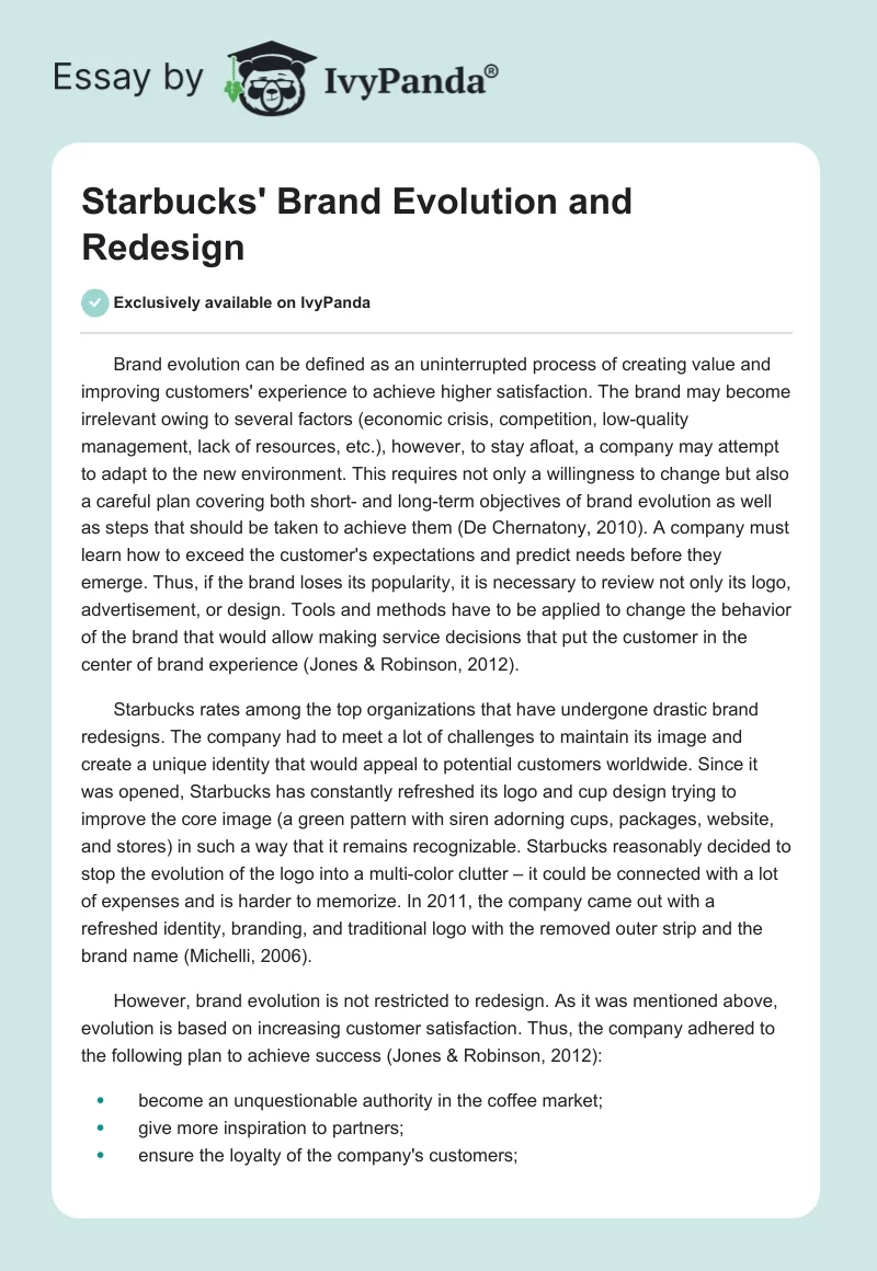 Starbucks' Brand Evolution and Redesign. Page 1
