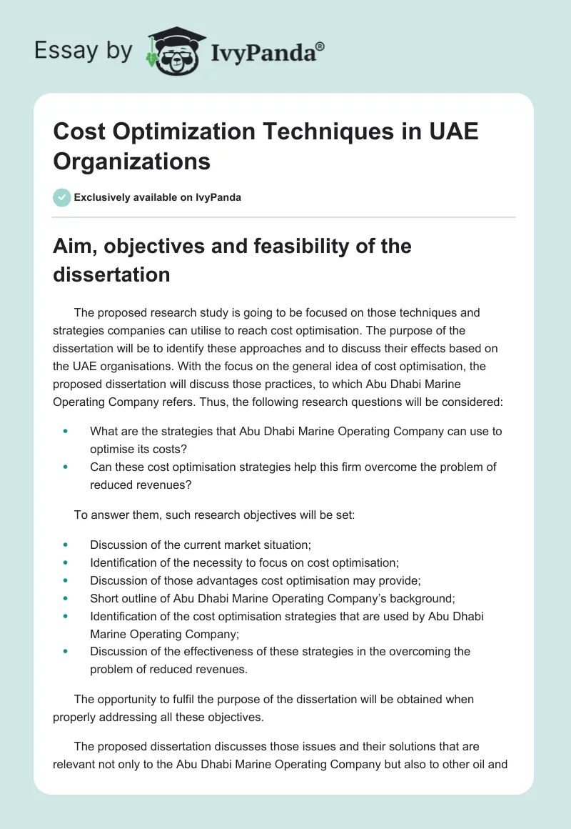 Cost Optimization Techniques in UAE Organizations. Page 1