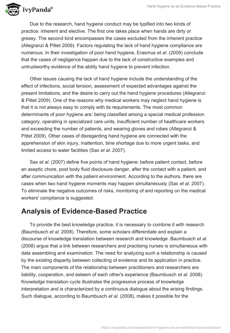 Hand Hygiene as an Evidence-Based Practice. Page 3